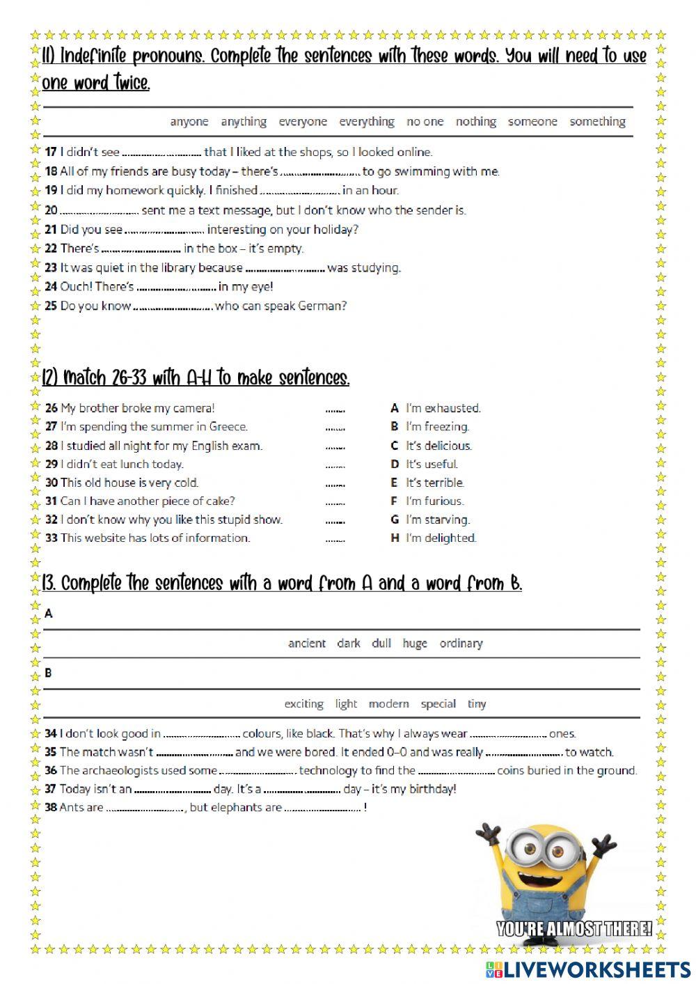 Mid term 4th jrs - grammar and voc.