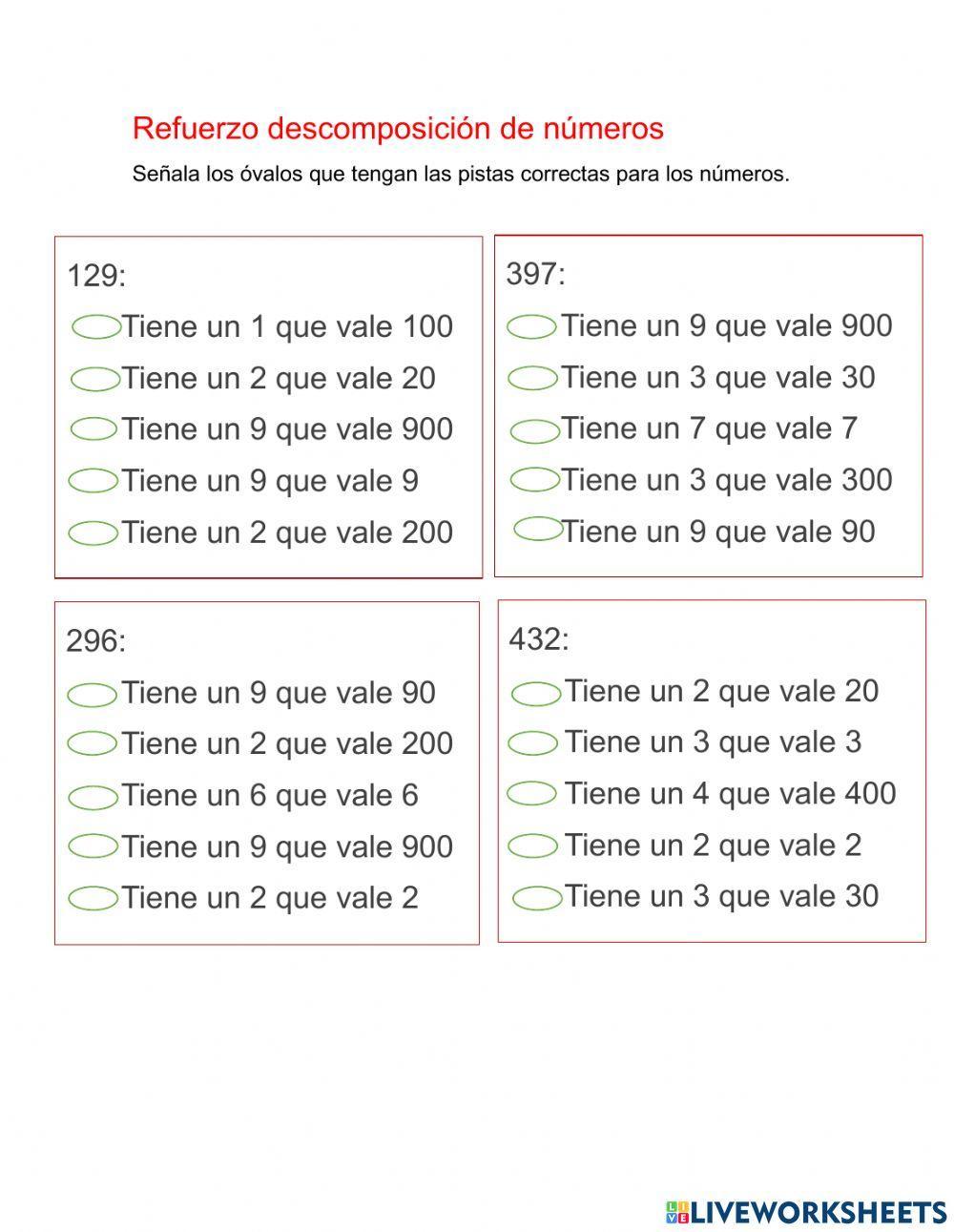 Descomposición de centenas