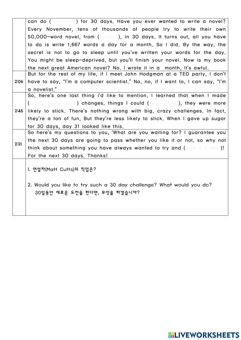 TED-Try something new for 30days