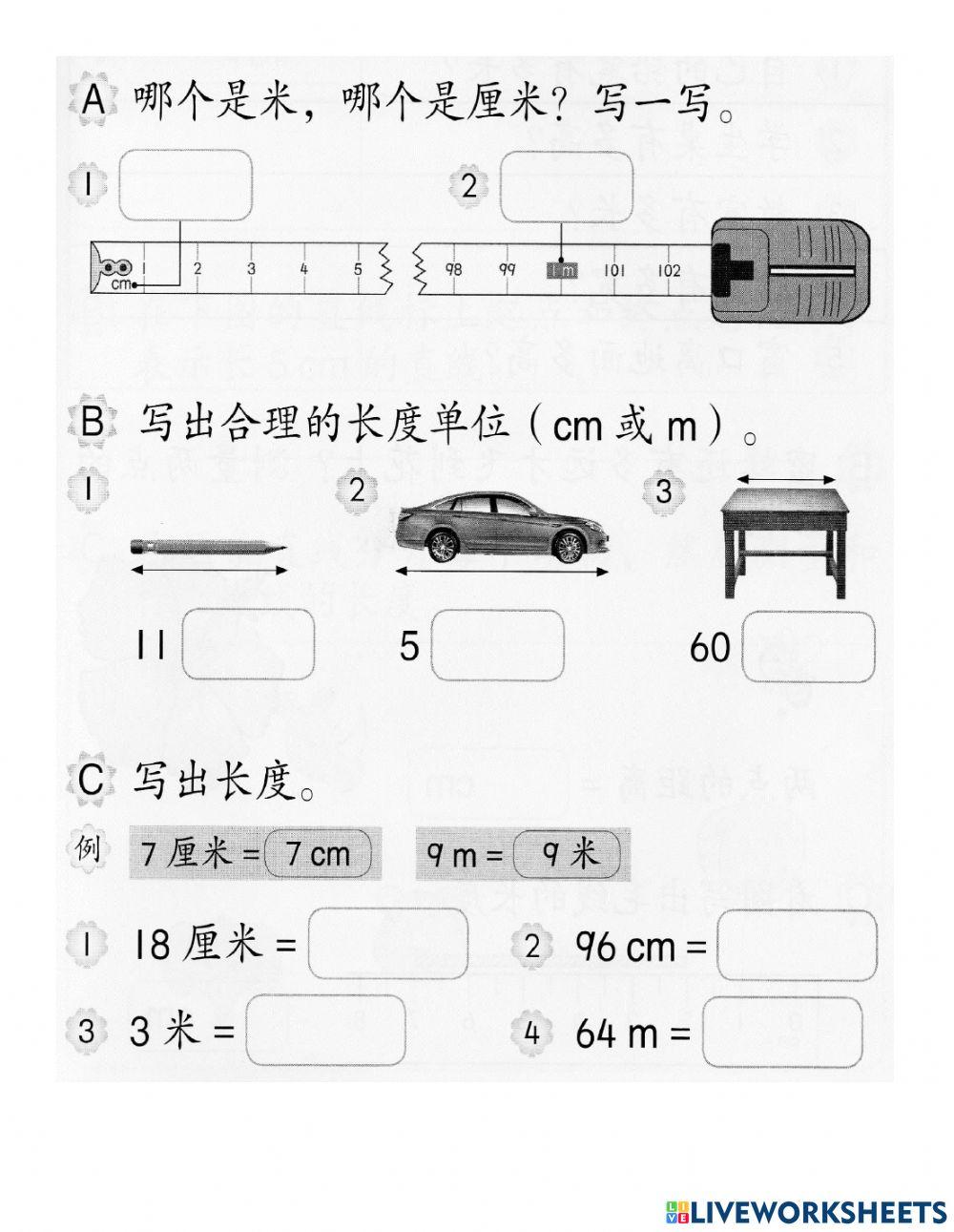 二年级长度测量