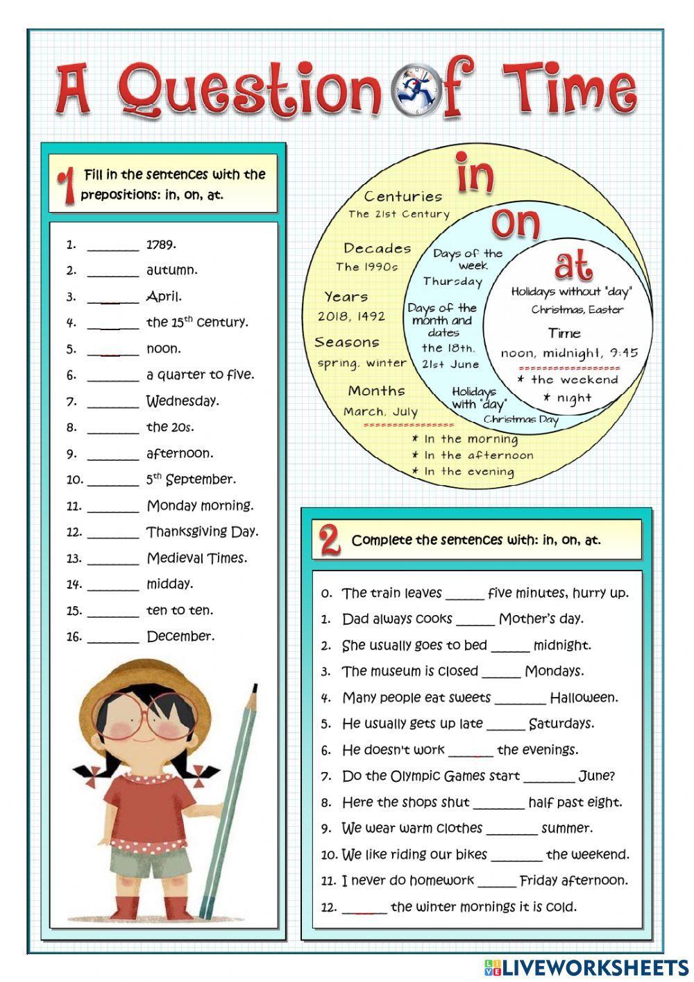 Preposition of time English language exercise | Live Worksheets Preposition of time English language exercise | Live Worksheets