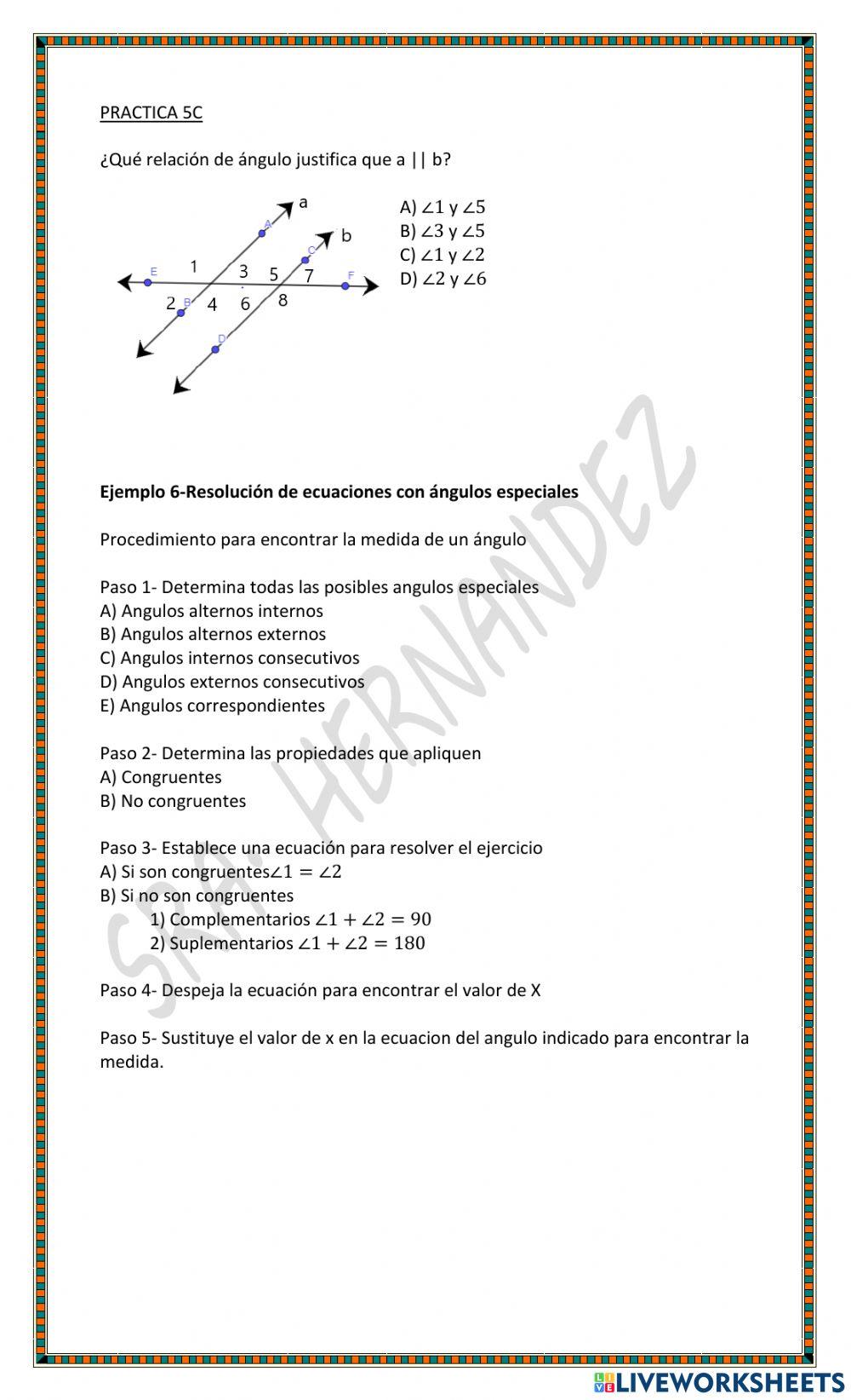 1.A.1.c Propiedades de rectas paralelas y perpendiculares  (paralelas y transversales) parte 2