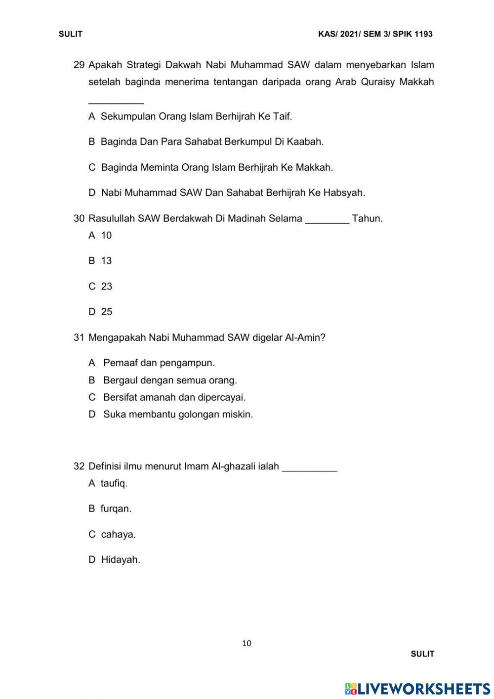 Pengantar dakwah BAH A SET 2 ( MS 1-10)