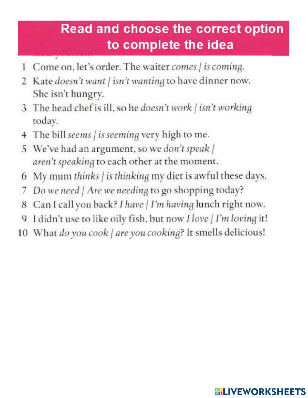 Simple present present continuous