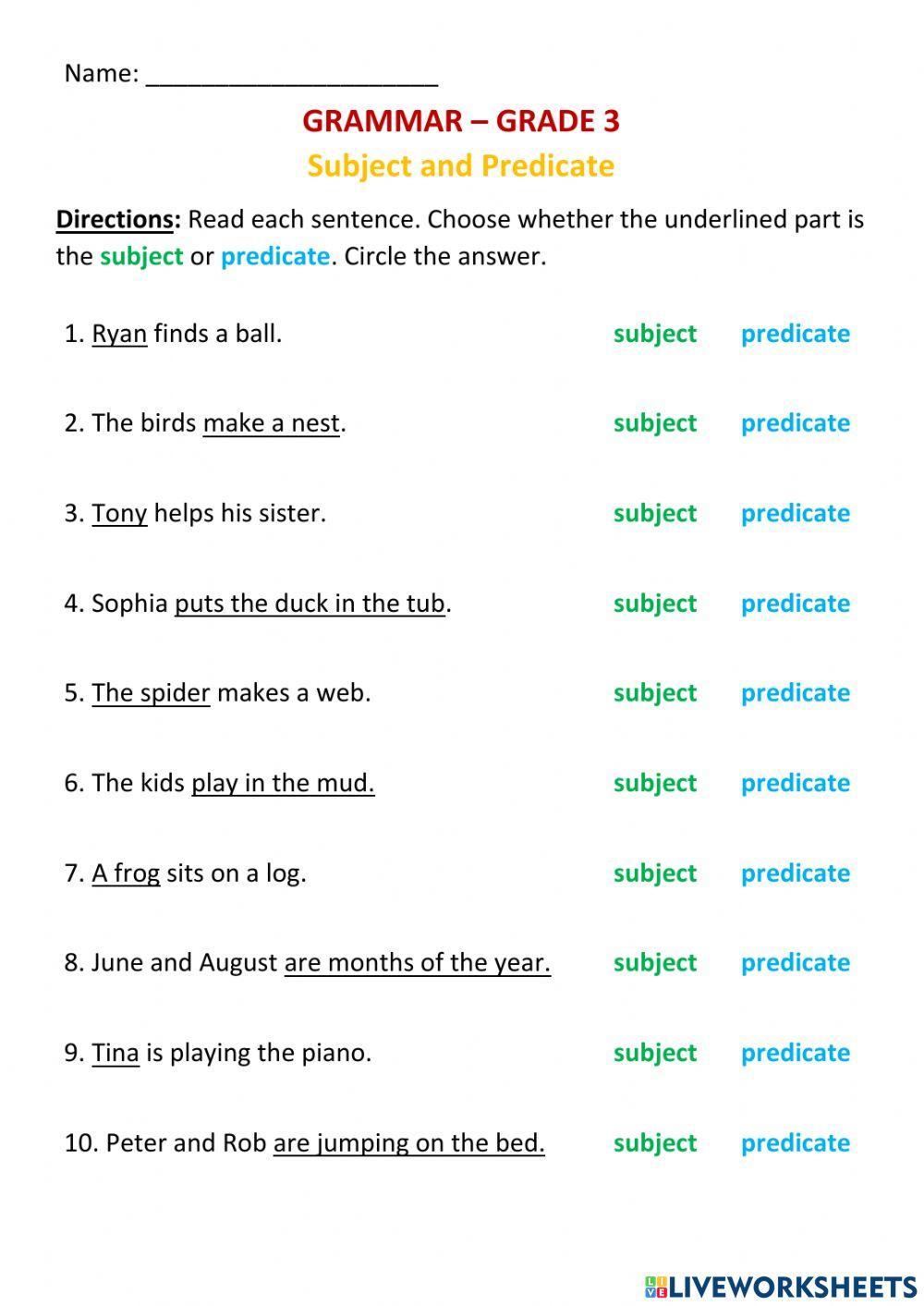 Subject and Predicate -1