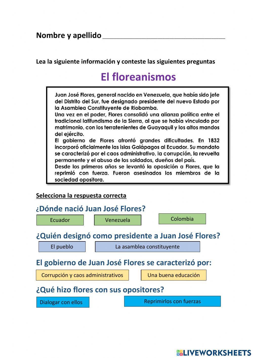 Presidencia de flores y rocafuerte