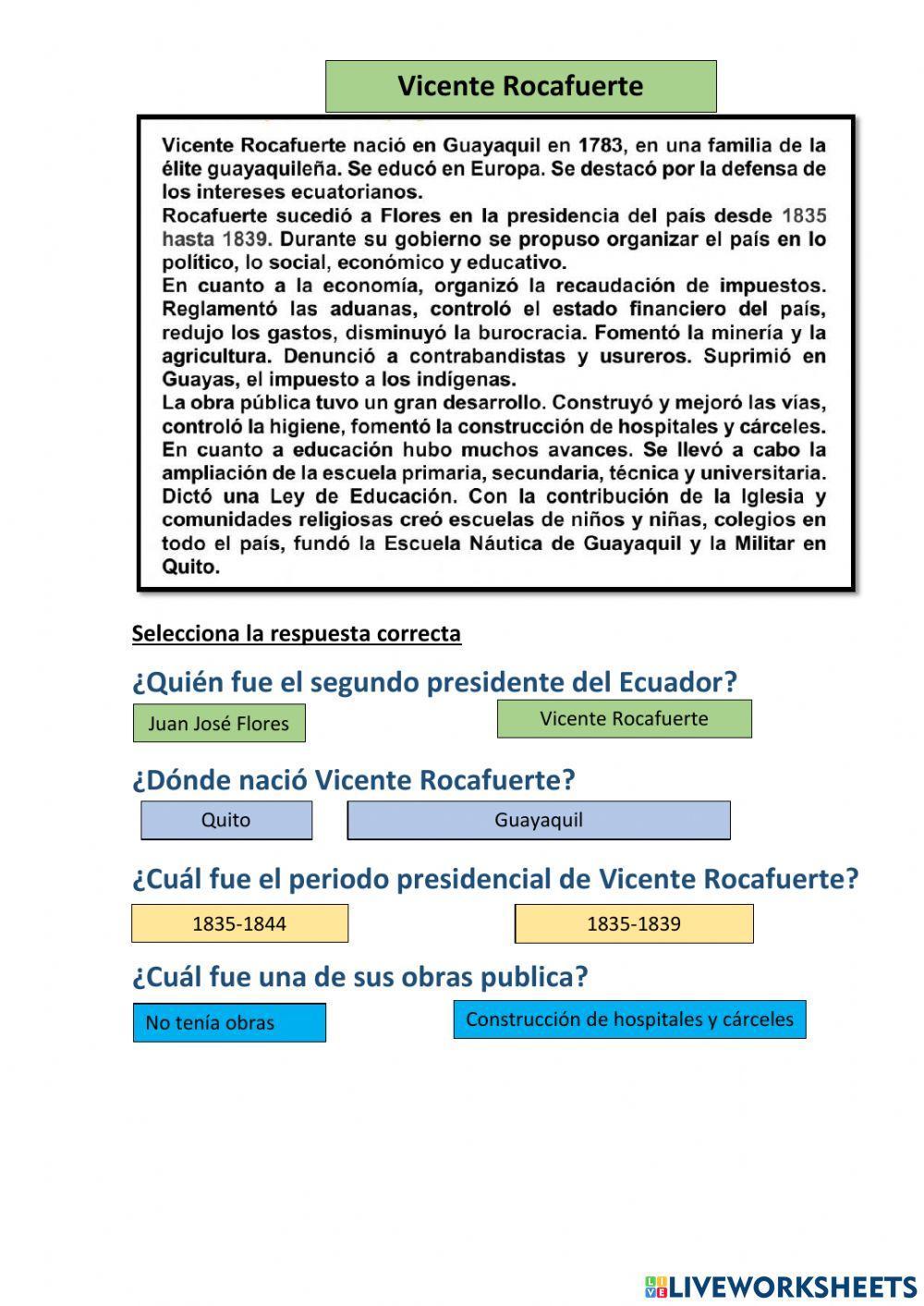 Presidencia de flores y rocafuerte