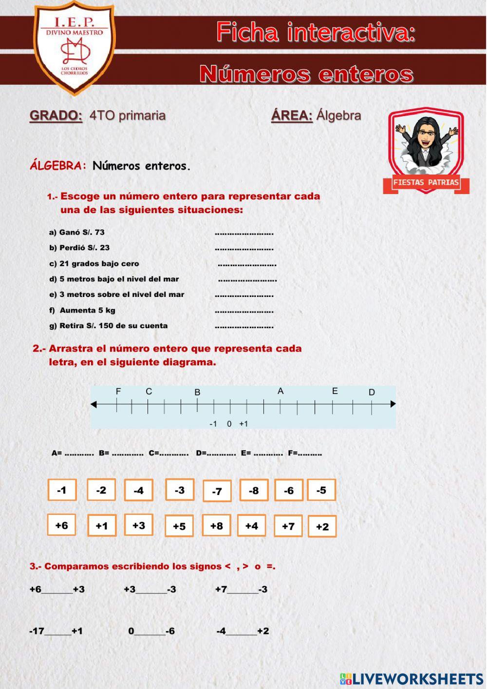 Números enteros Números enteros
