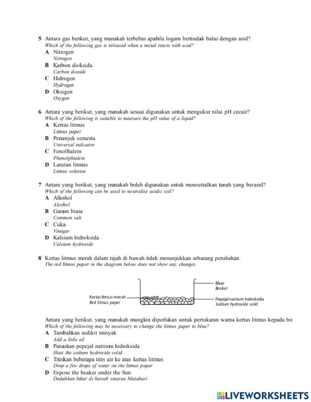 Formatif Asid dan Alkali Tingkatan 2
