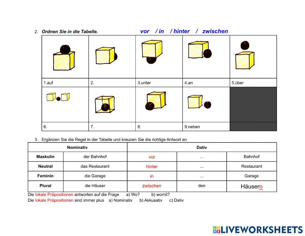 Präposition auf, vor, neben ...