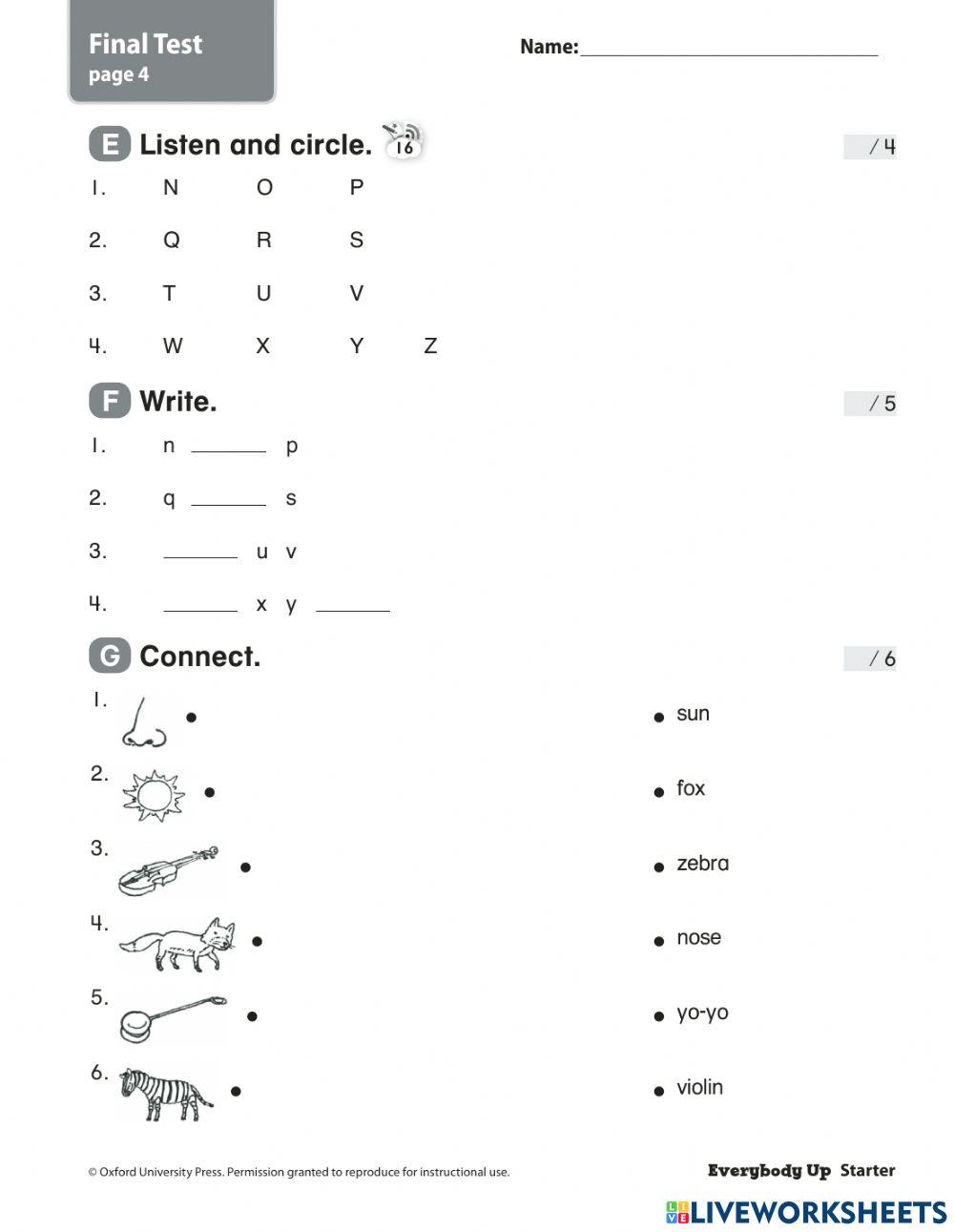 Final test up starter
