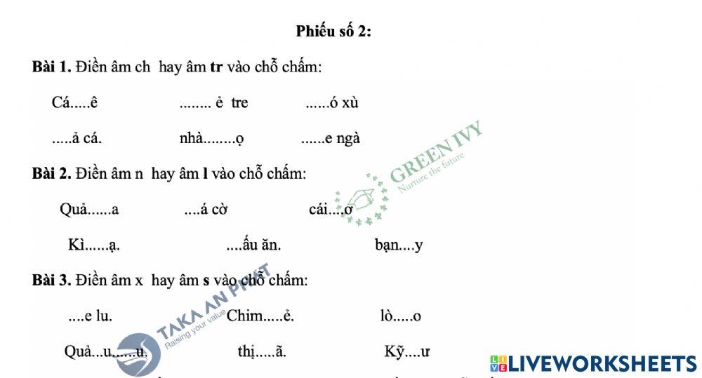 Điền từ và phân biệt chính tả Điền từ và phân biệt chính tả