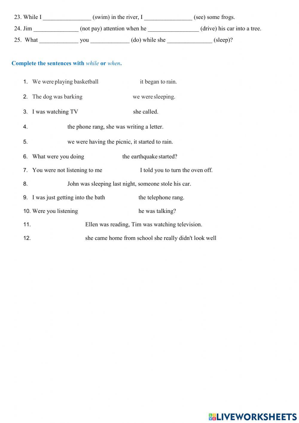 Simple past and past continuous