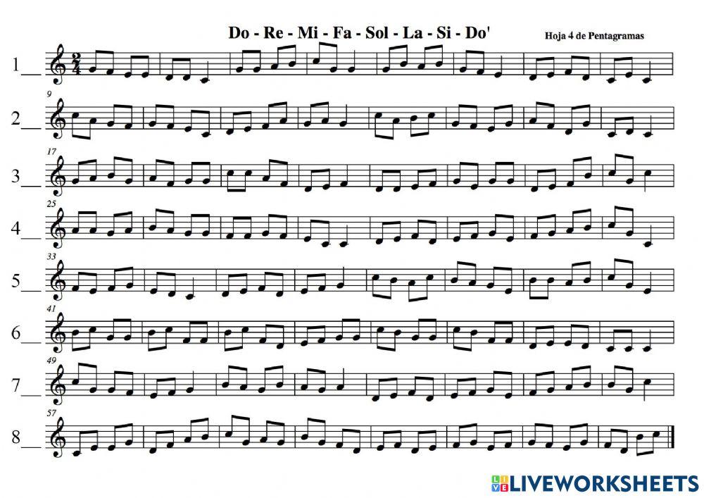 3º Hojas de Pentagramas 2-2 - 4. Do-Re-Mi-Fa-Sol-La-Si-Do'
