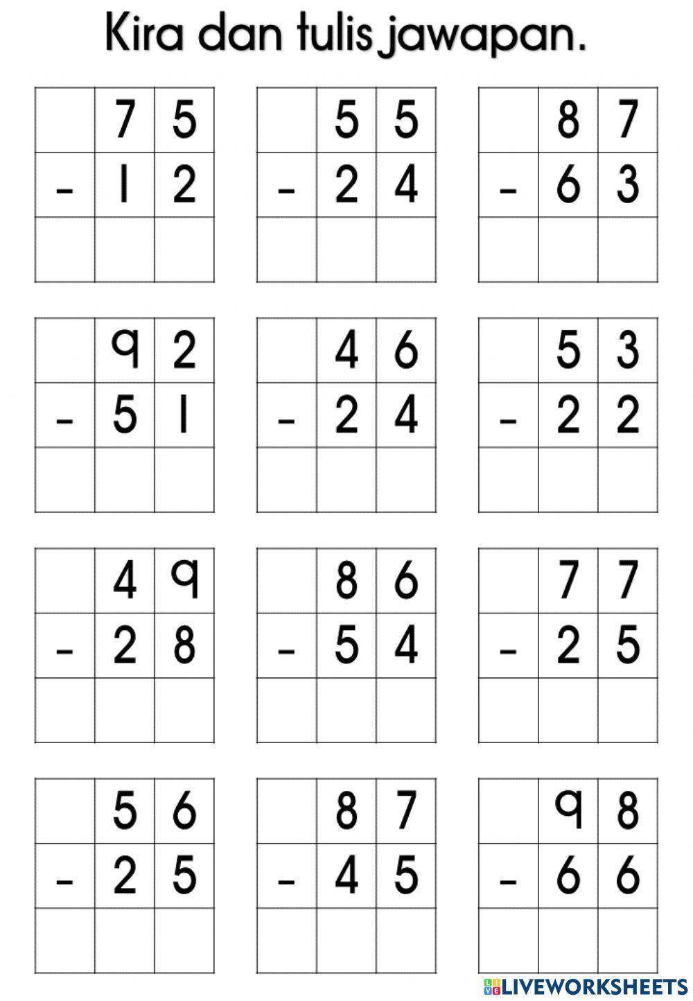 Tolak 100 tanpa mengumpul semula