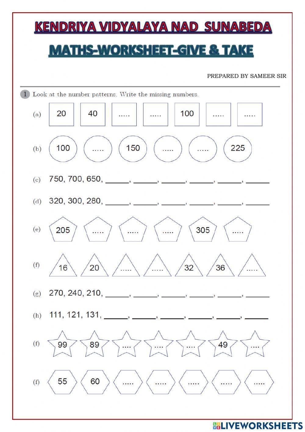 Class-3-worksheet-maths-give & take