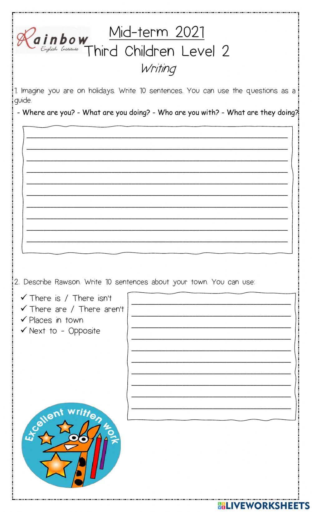 Writing mid term 3rd children c