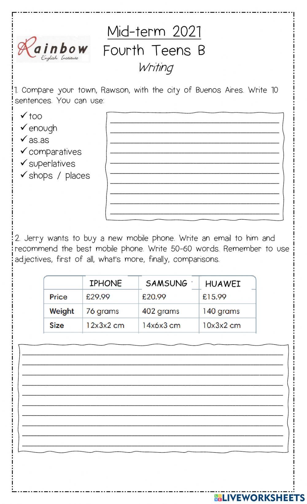 Writing mid term 4th teens