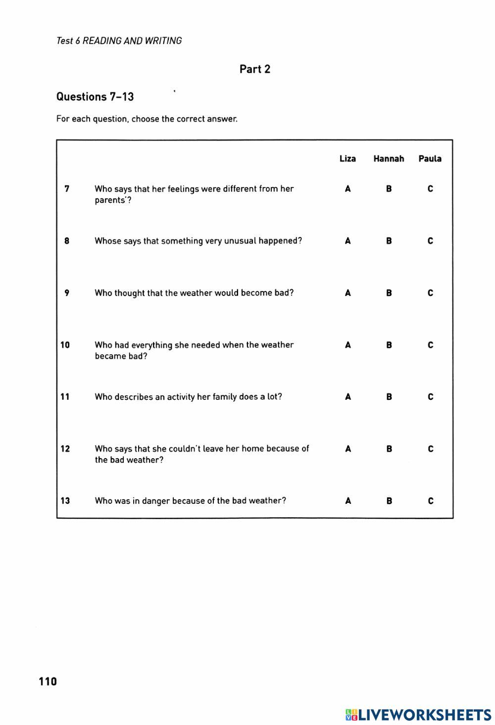 KET Collin 2020 - Reading - Test 06