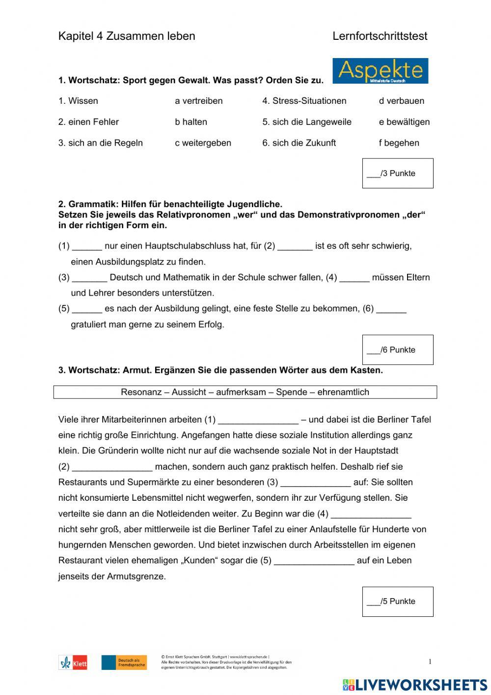 Aspekte B2 Kapi… | Free Interactive Worksheets | 5090264