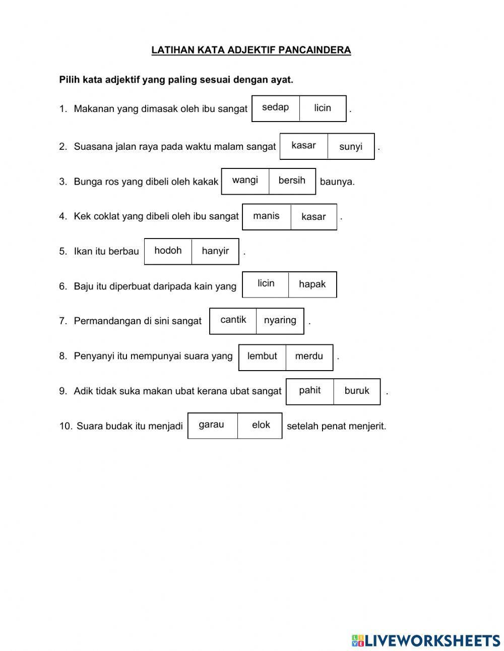 Kata adjektif pancaindera