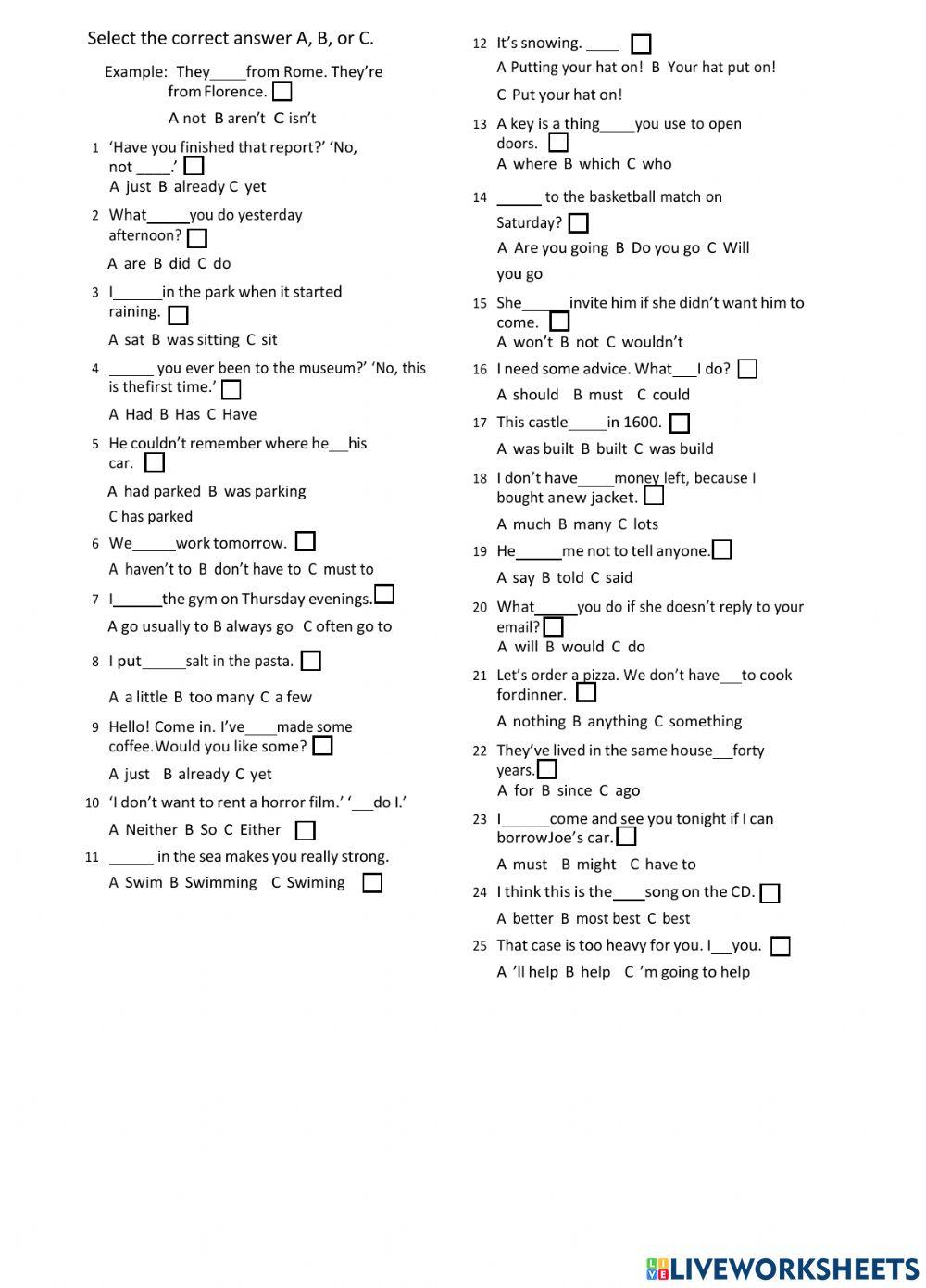 Entry test-intermediate