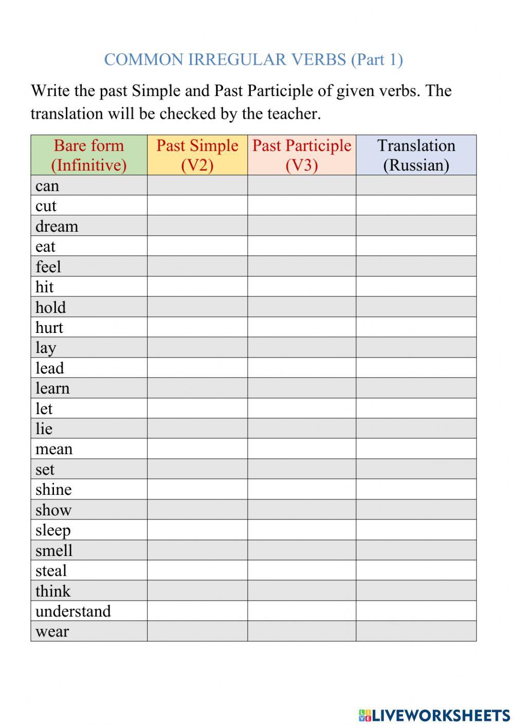 Grammar verbs 2 worksheet live worksheets