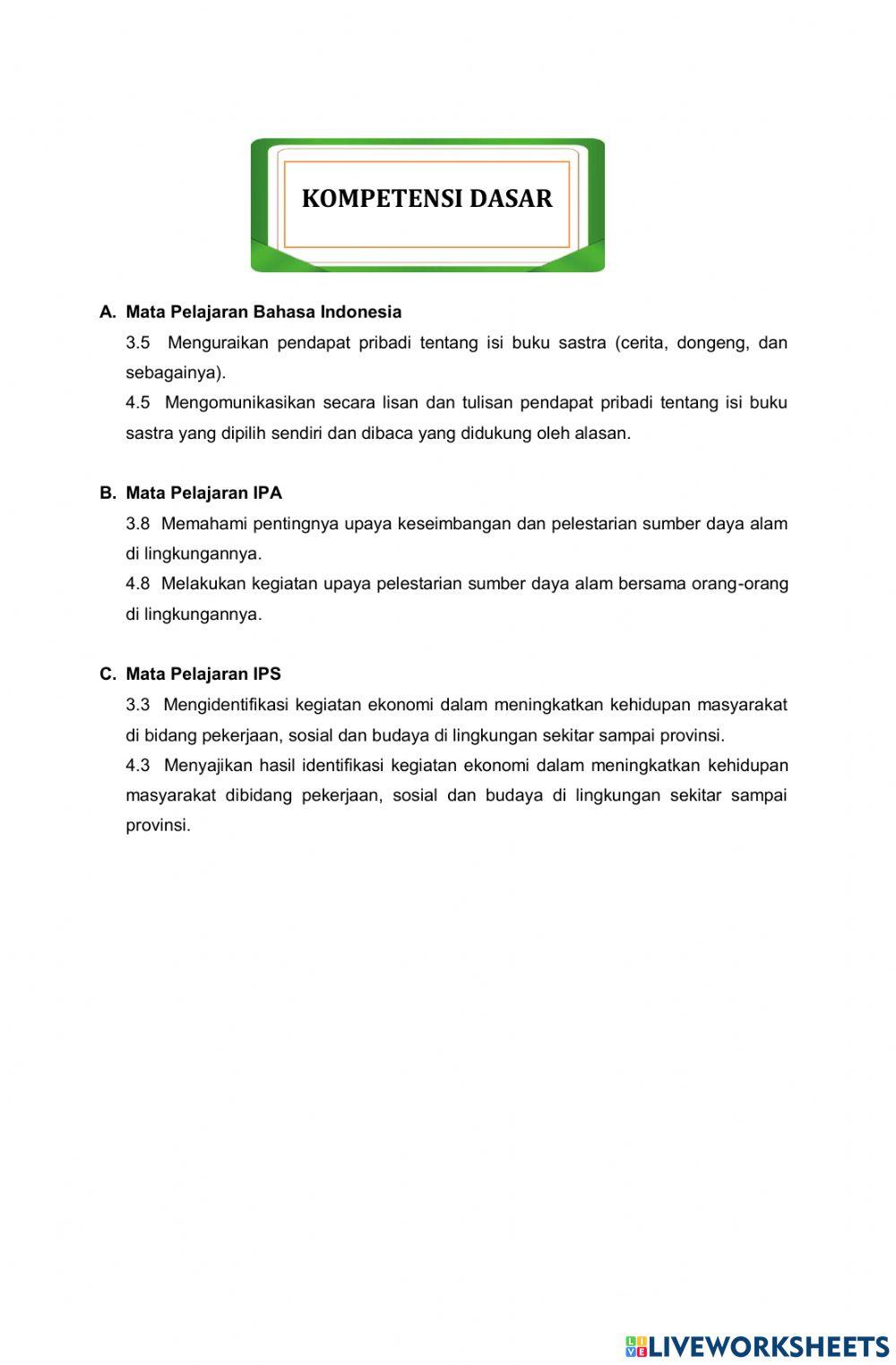 LKPD Kelas 4 Tema 4 ST 3 PB 1