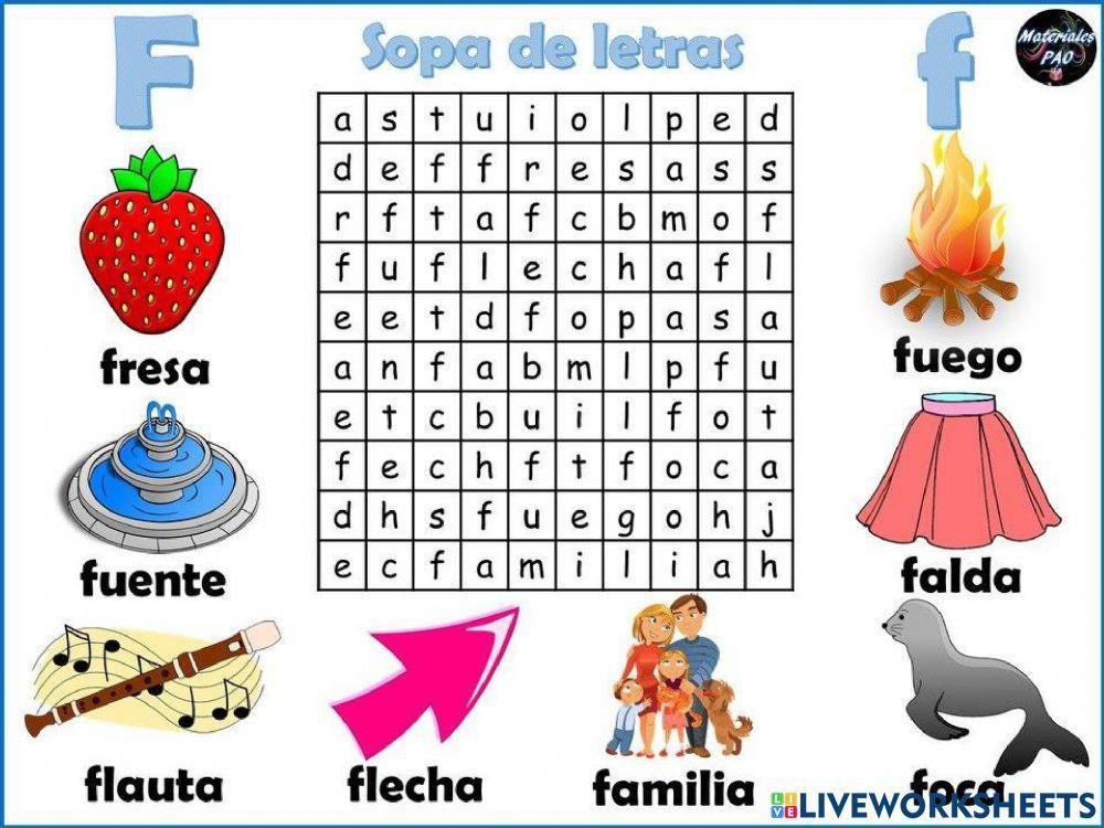 La letra f para niños de inicial