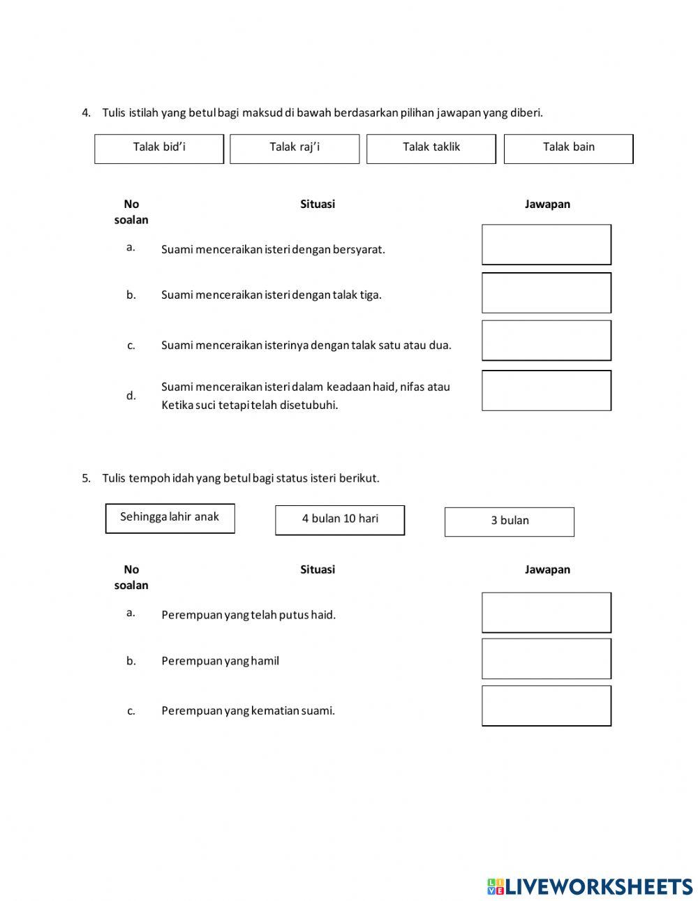 Latihan Fikah (Konsep nikah & talak)