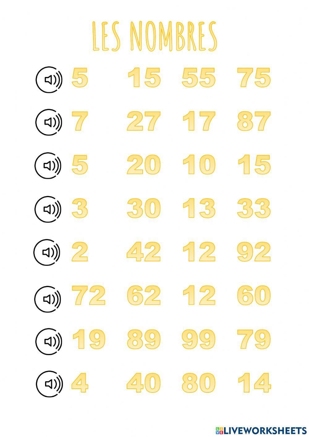 Les nombres en francais
