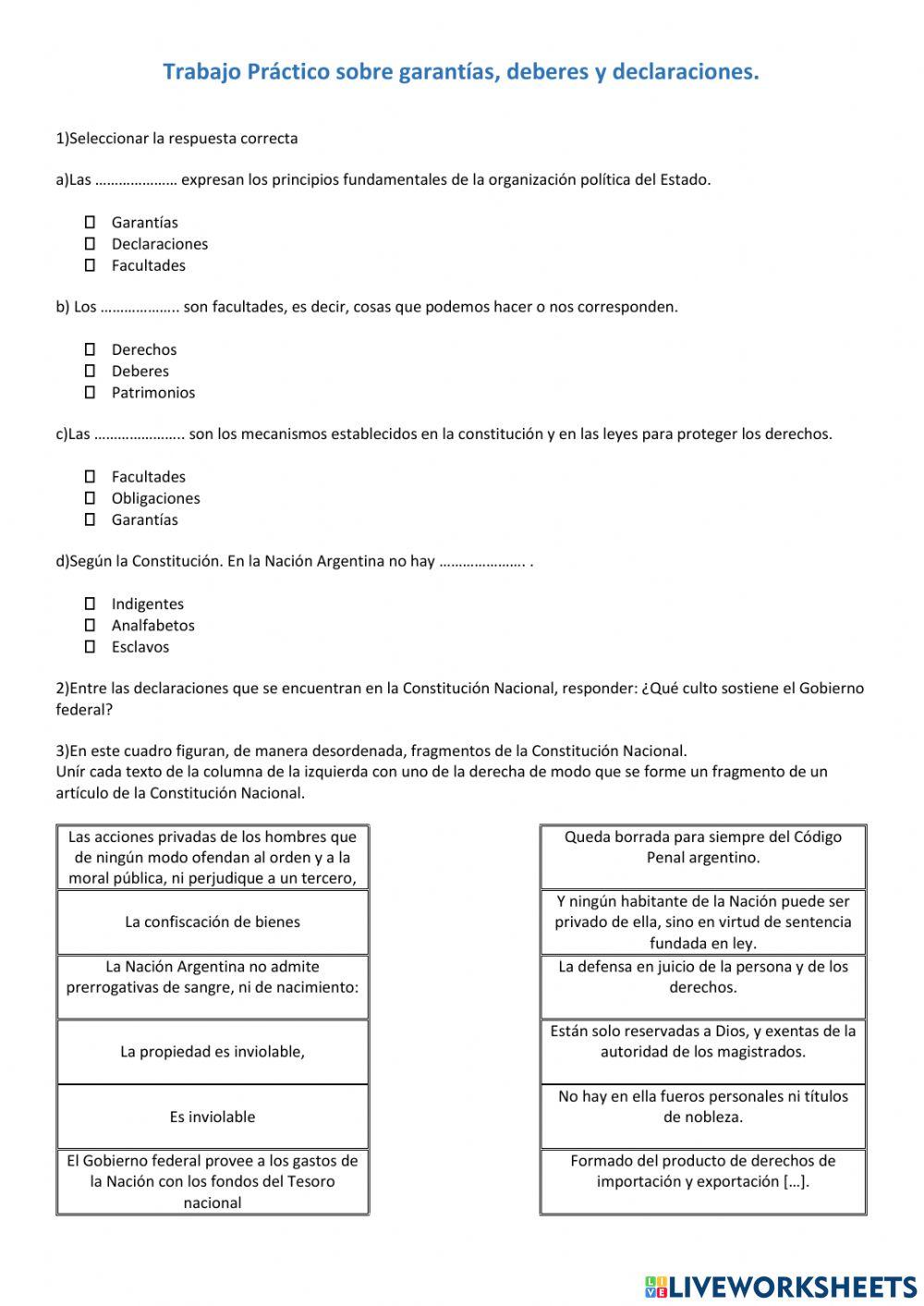 Garantias, deberes y declaraciones