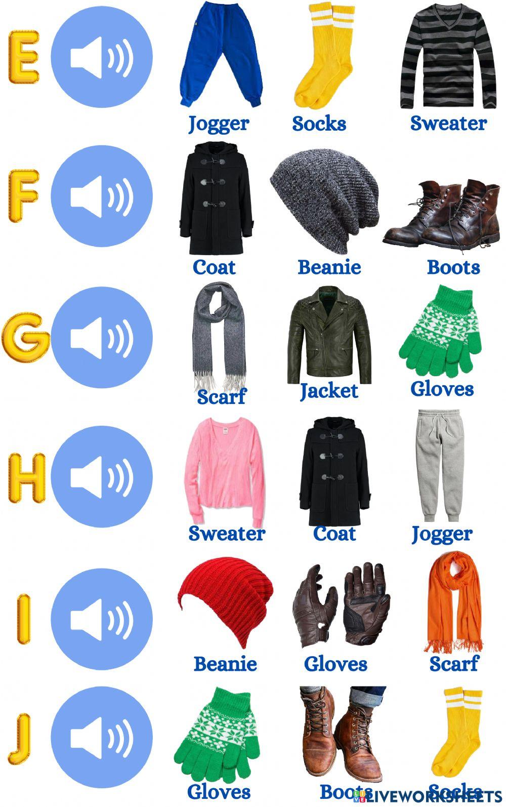 Winter Clothes Listen and choose