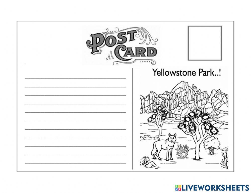 Yellowstone postcard worksheet Live Worksheets