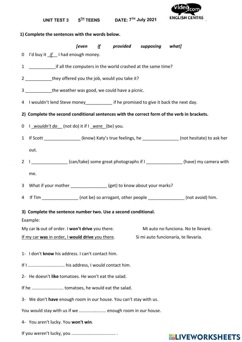 Unit second conditional