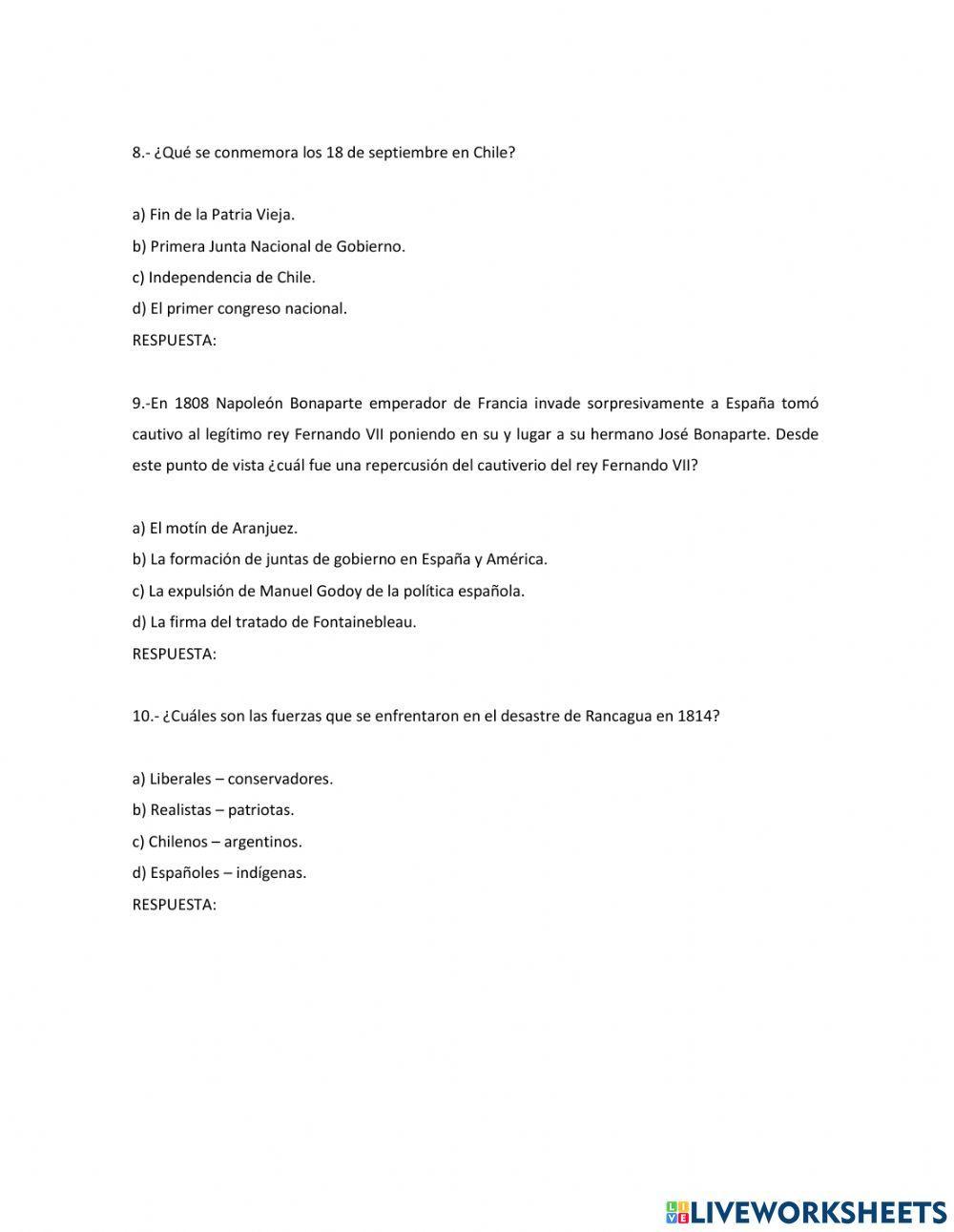 Evaluación independencia de Chile