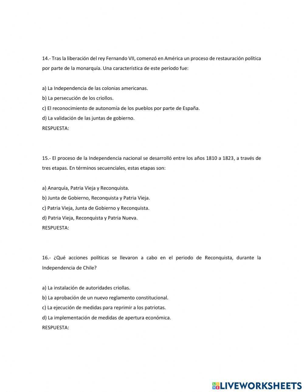 Evaluación independencia de Chile