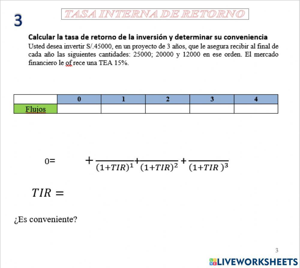 Tasa Interna de Retorno TIR 3