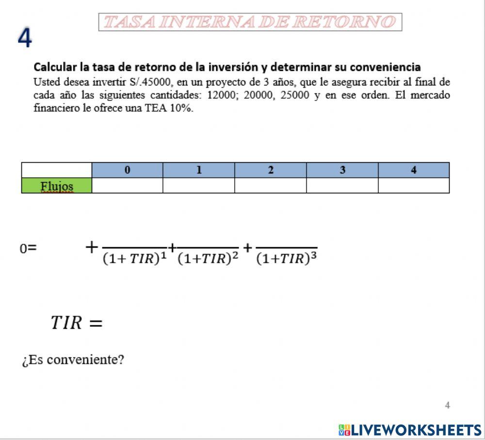 Tasa Interna de Retorno TIR 4