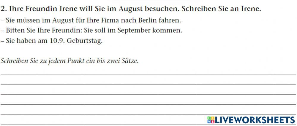 Schreiben - Start Deutsch A1