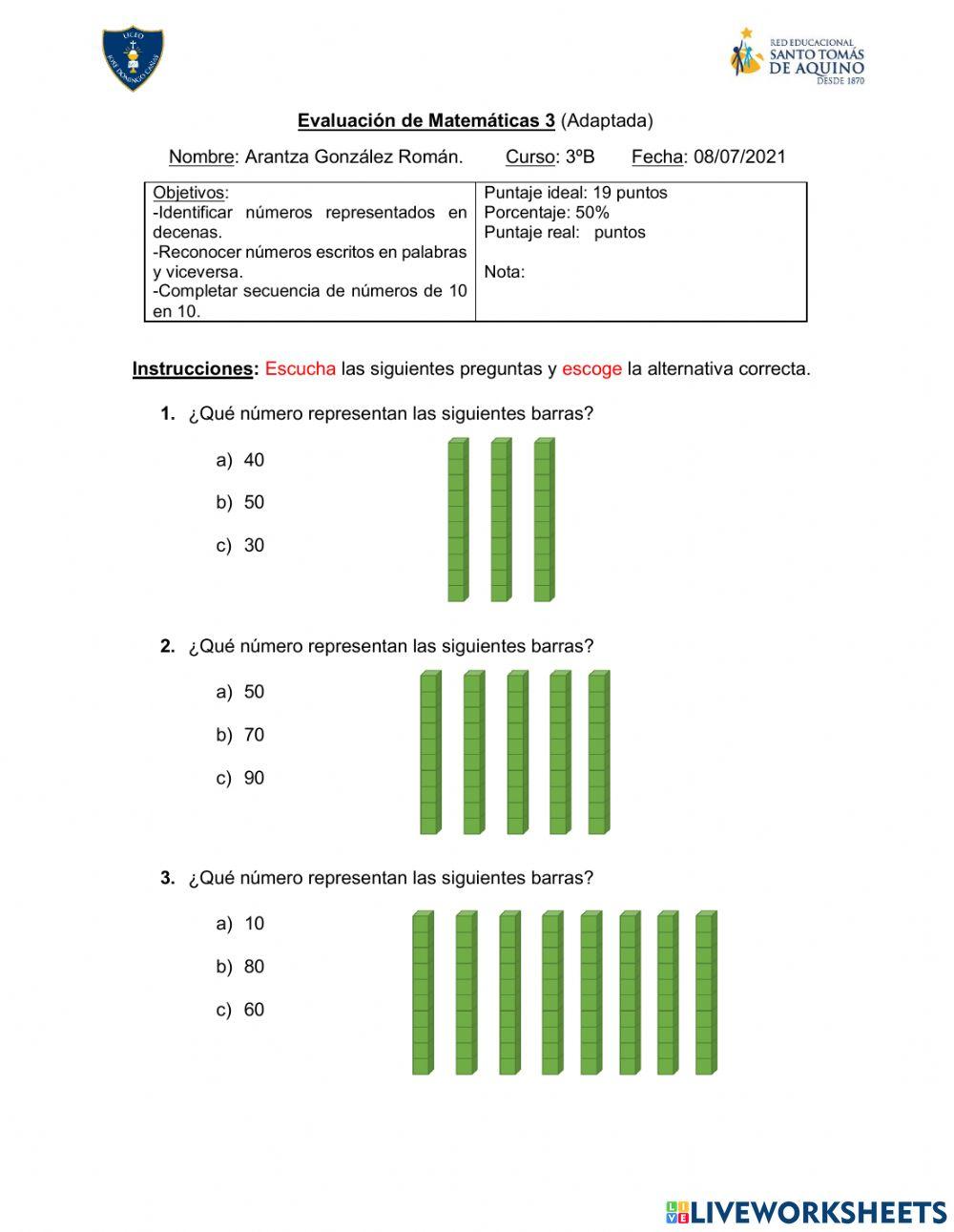 Prueba de Matemáticas