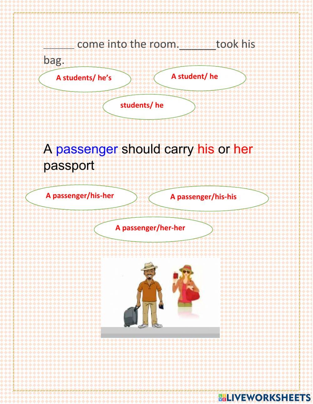 AGREEMENT WITH GENERIC NOUN AND INDEFINITE PRONOUN