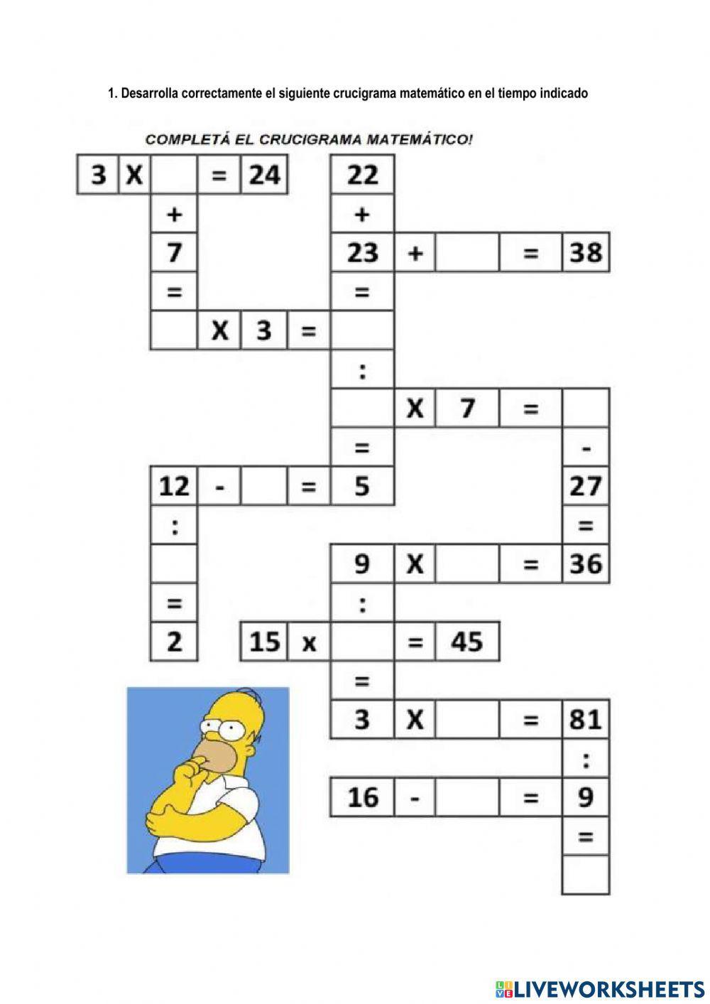 Crucigrama matemático