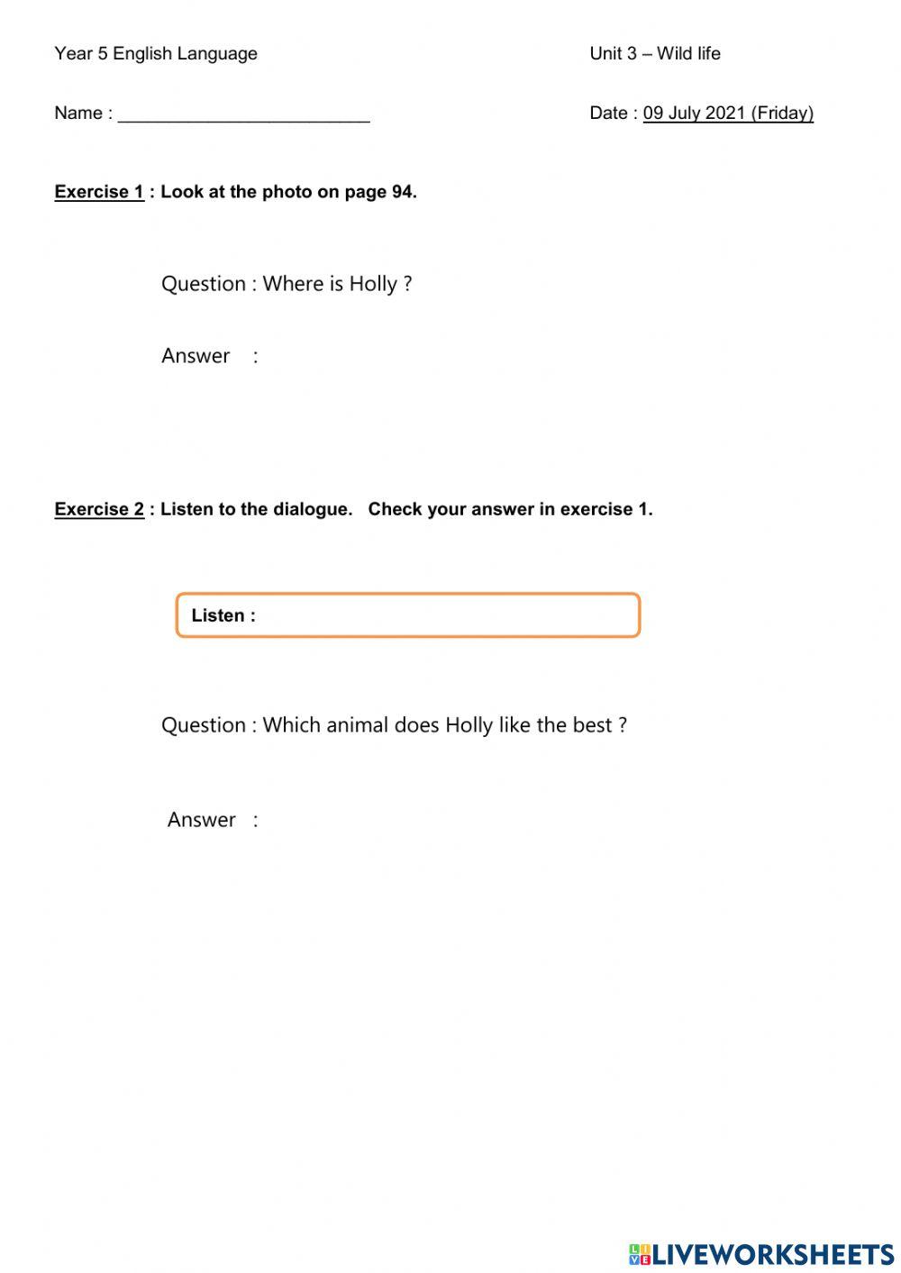Unit 3 Extra Listening and Speaking (Phoning a friend)