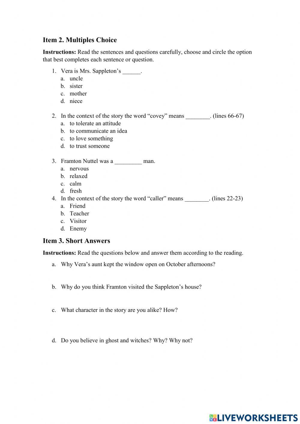 The Open Window by H.H Munro