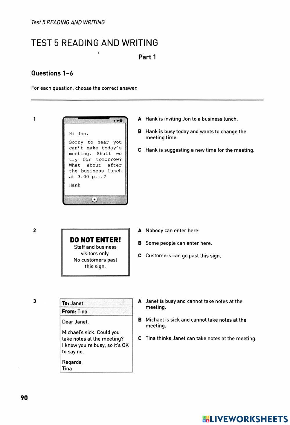 KET Collin 2020 - Reading - Test 05