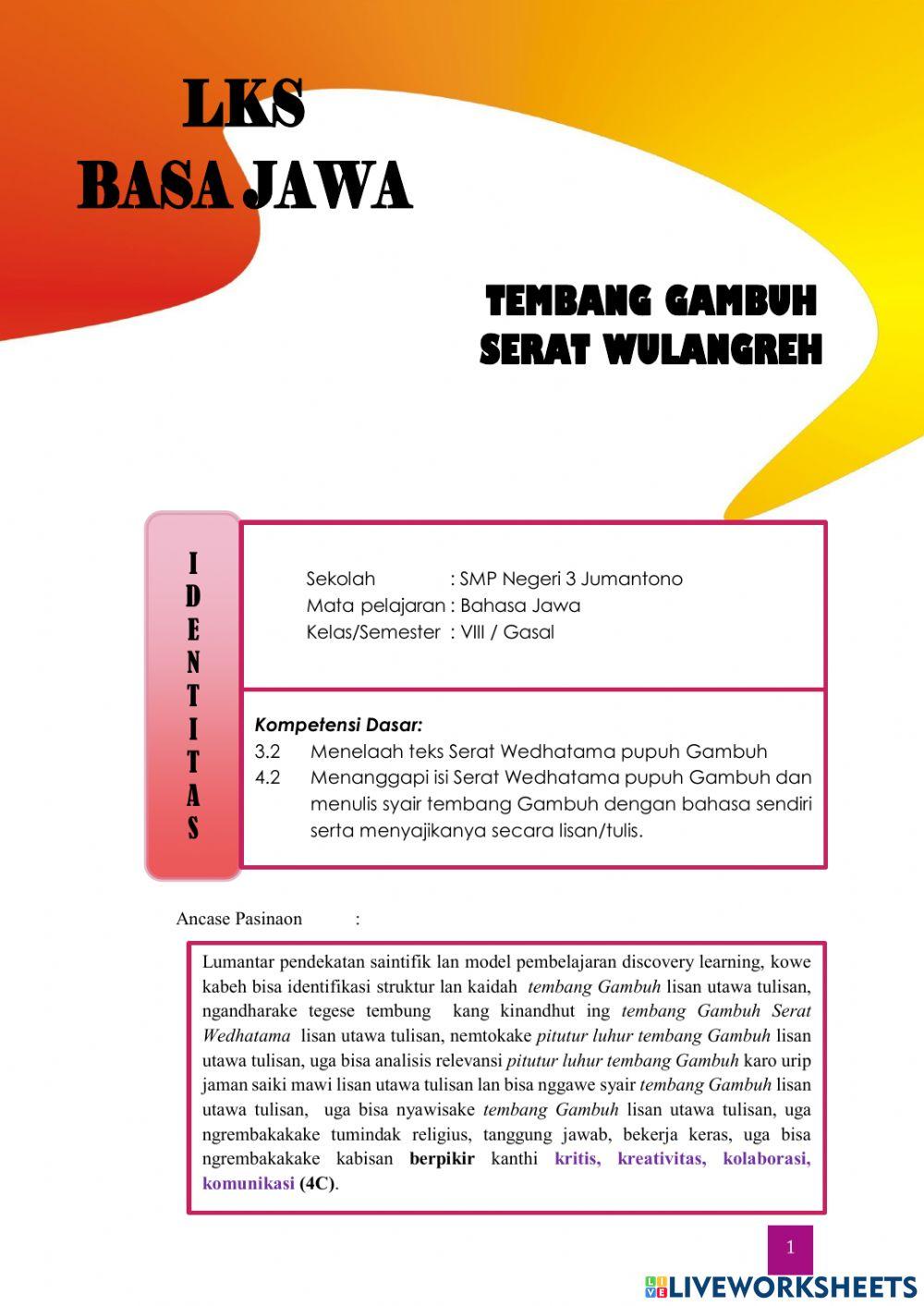 Tembang Gambuh Serat Wulangreh