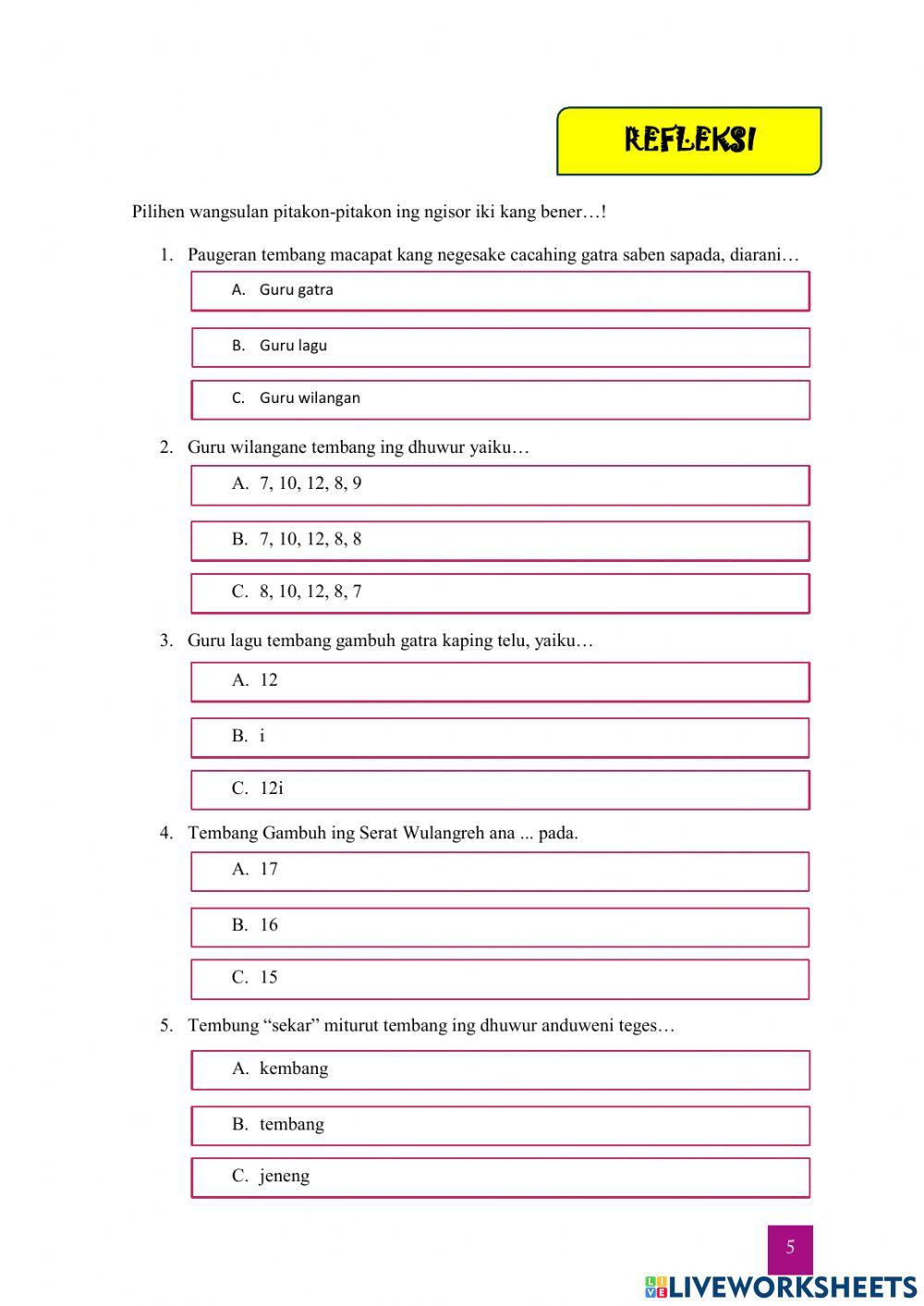 Tembang Gambuh Serat Wulangreh