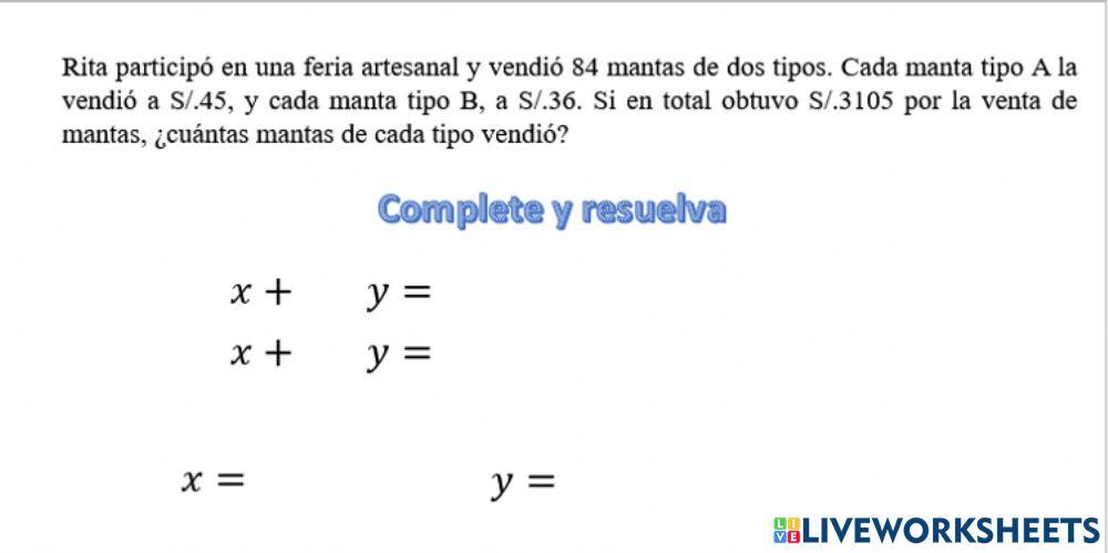 Sistemas de Ecuaciones lineales de 2 incógnitas 2
