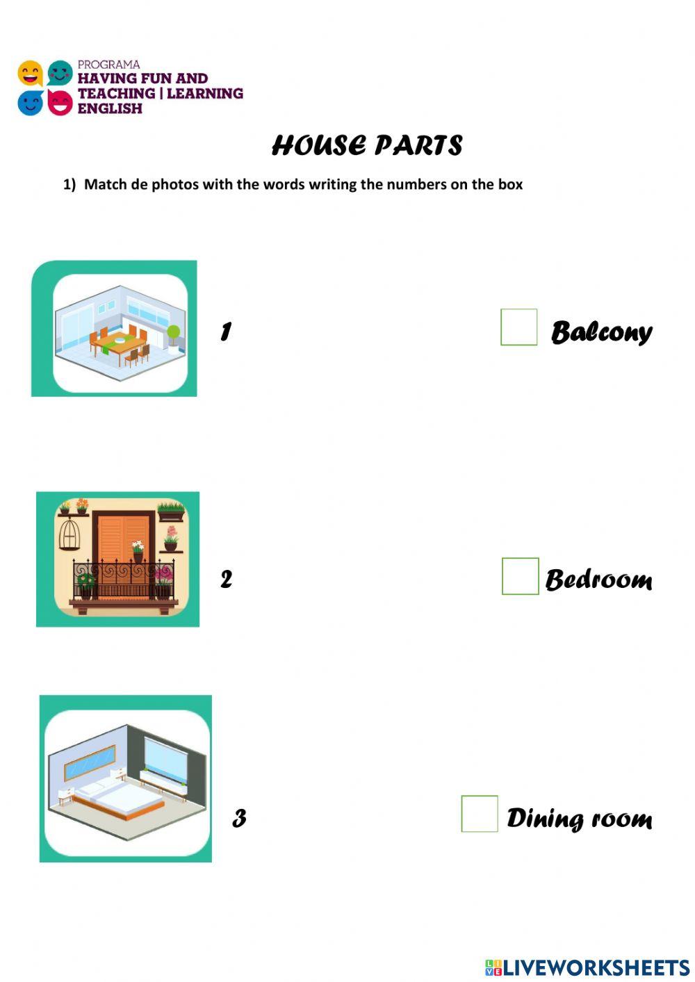 House Parts online pdf worksheet Live Worksheets